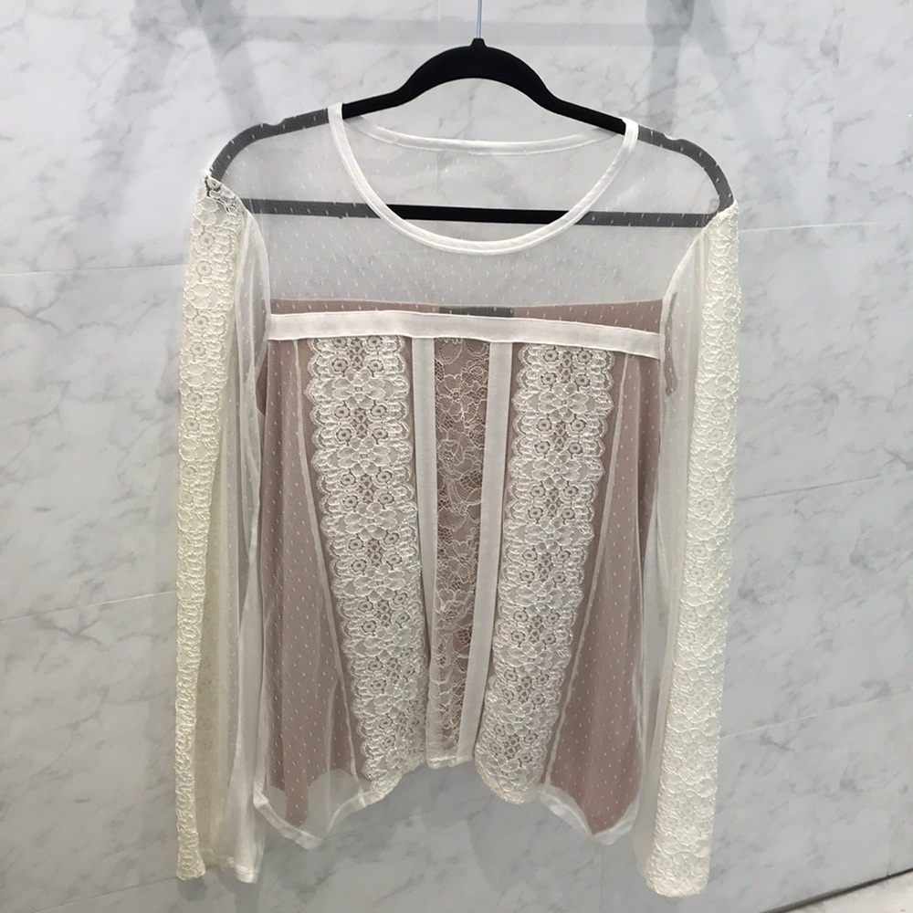 BCBG MAXARIZA  white lace top